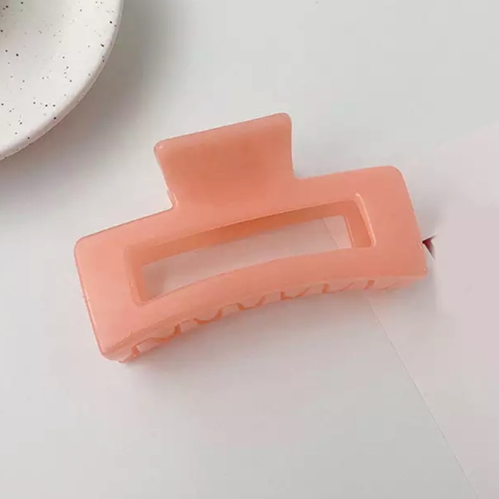 Translucent Rectangular Hair Clip - Coral